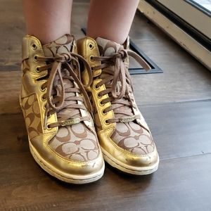 Gold coach high top sneakers
